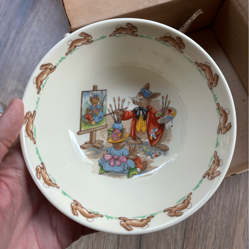 Easter Royal Doulton Bunnykins 3 piece Child's Dish Set Bone England Heirloom - Picture 12 of 15